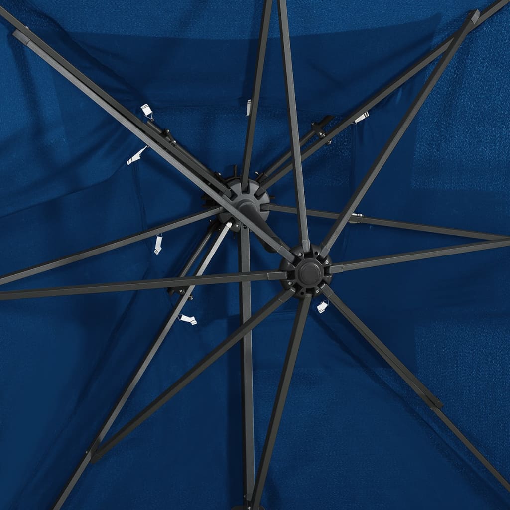 Zweefparasol met dubbel dak 250x250 cm azuurblauw is nu te koop bij PeponiXL, paradijselijk wonen!