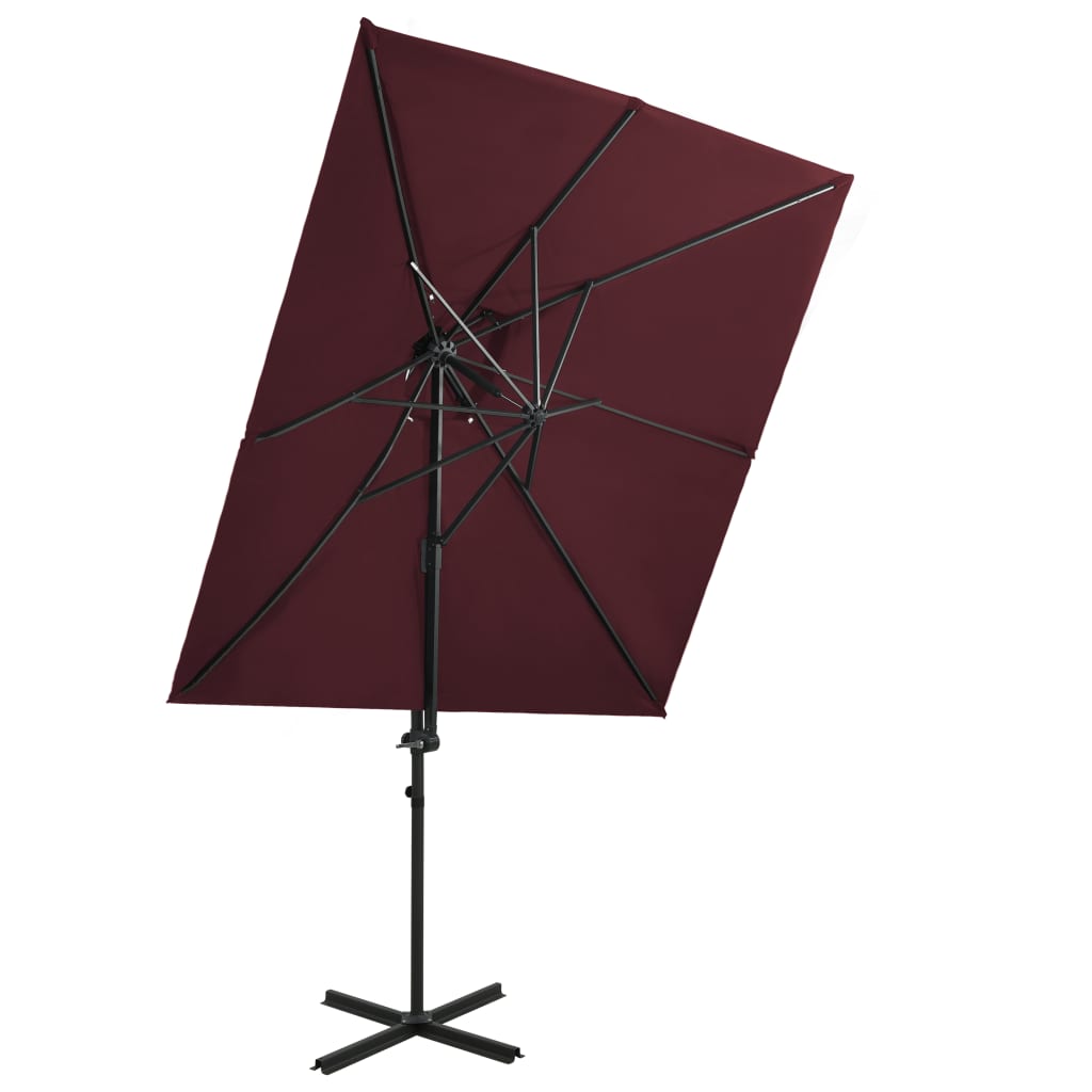 Zweefparasol met dubbel dak 250x250 cm bordeauxrood is nu te koop bij PeponiXL, paradijselijk wonen!