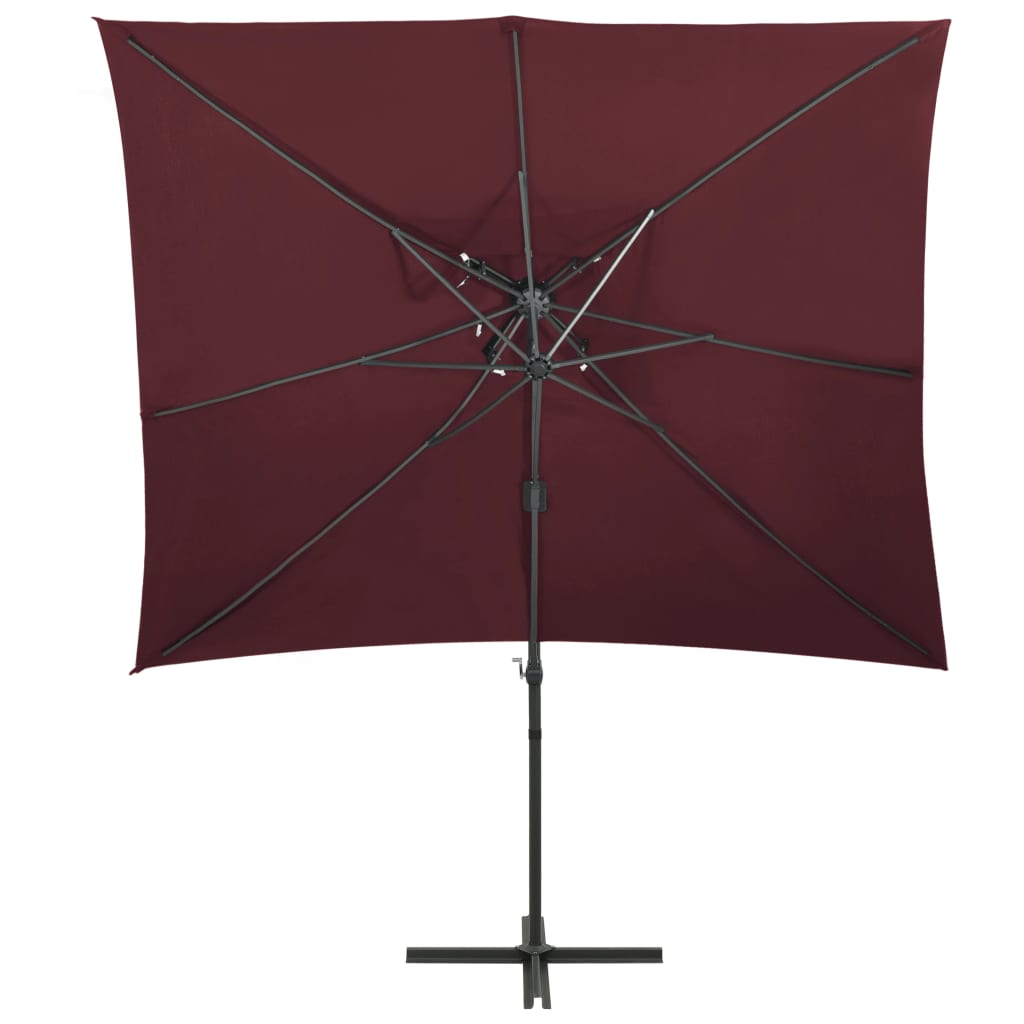 Zweefparasol met dubbel dak 250x250 cm bordeauxrood is nu te koop bij PeponiXL, paradijselijk wonen!