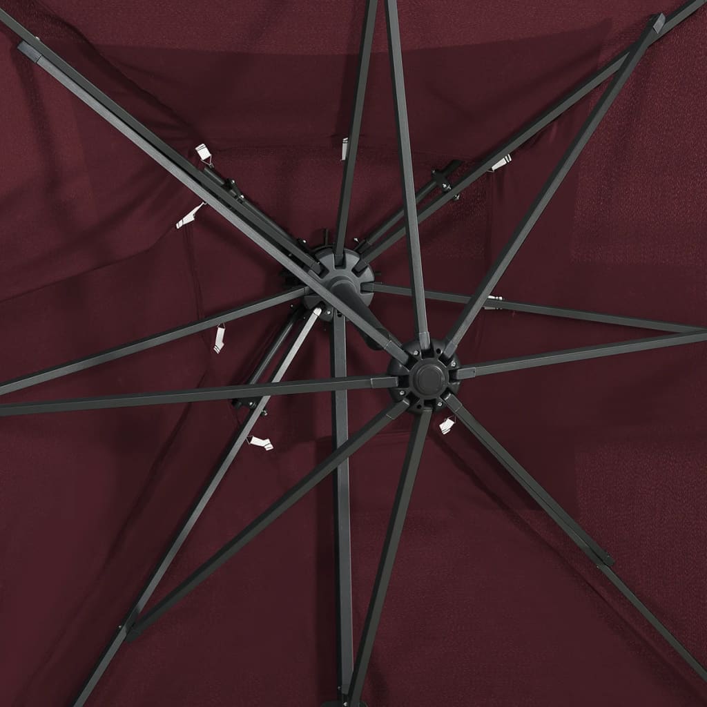 Zweefparasol met dubbel dak 250x250 cm bordeauxrood is nu te koop bij PeponiXL, paradijselijk wonen!