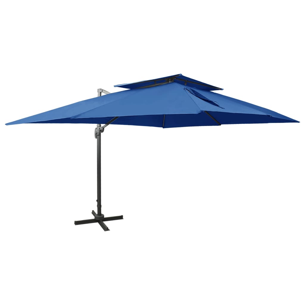 Zweefparasol met dubbel dak 400x300 cm azuurblauw is nu te koop bij PeponiXL, paradijselijk wonen!