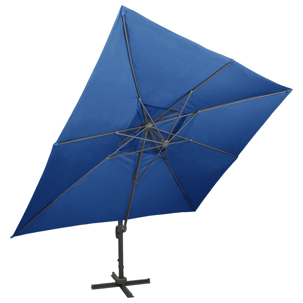 Zweefparasol met dubbel dak 400x300 cm azuurblauw is nu te koop bij PeponiXL, paradijselijk wonen!