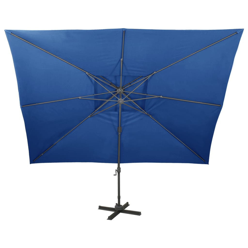 Zweefparasol met dubbel dak 400x300 cm azuurblauw is nu te koop bij PeponiXL, paradijselijk wonen!