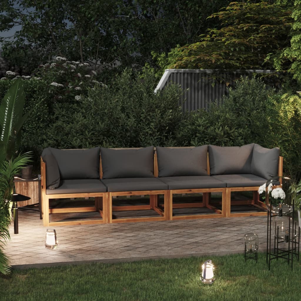 Tuinbank 4-zits met kussen massief acaciahout is nu te koop bij PeponiXL, paradijselijk wonen!