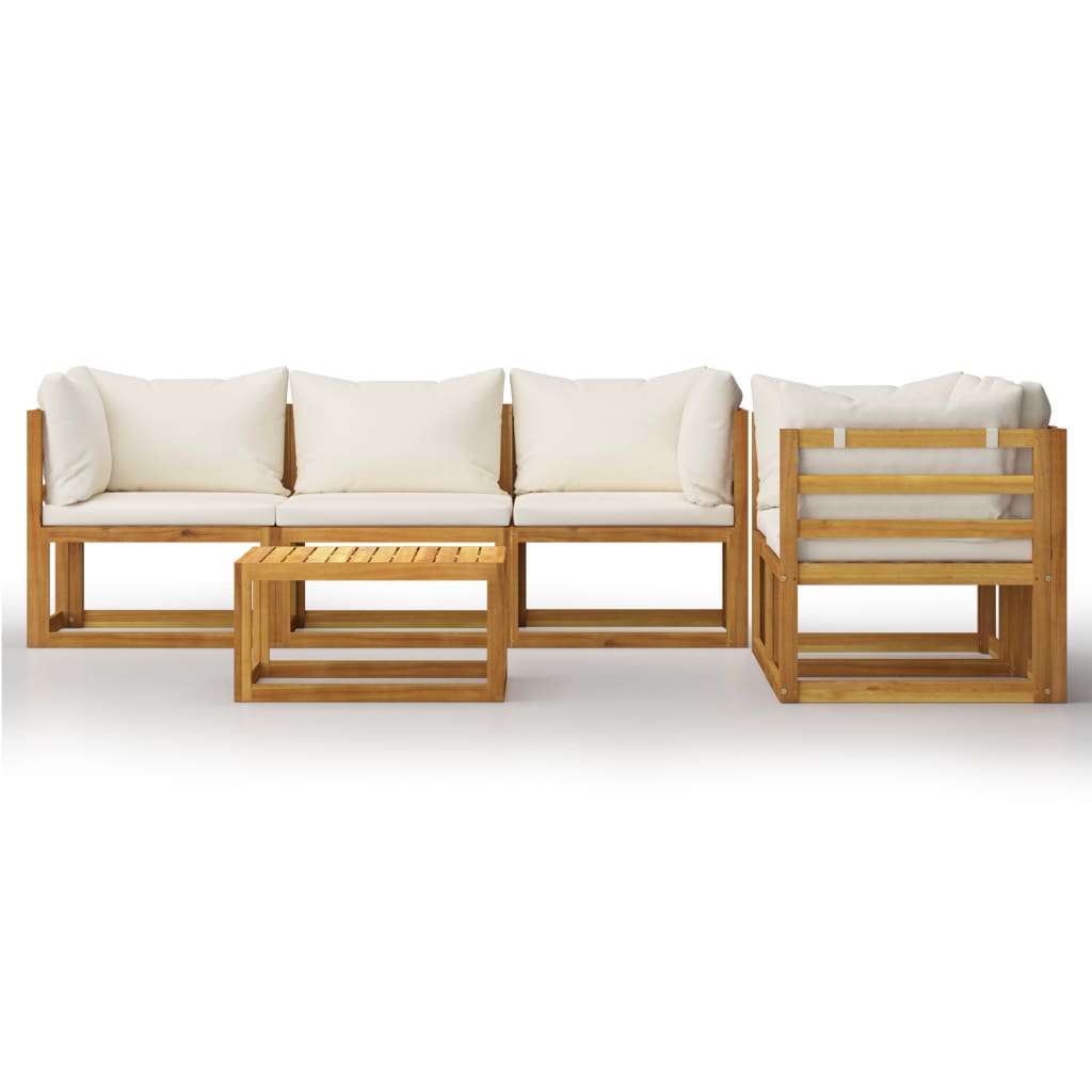 6-delige Loungeset met kussens massief acaciahout crème is nu te koop bij PeponiXL, paradijselijk wonen!