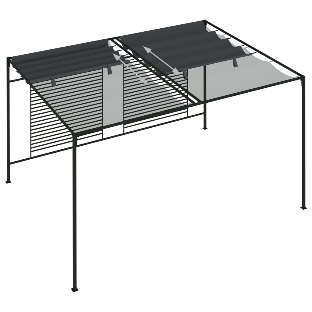 Prieel met uittrekbaar dak 180 g/m² 4x3x2,3 m antracietkleurig is nu te koop bij PeponiXL, paradijselijk wonen!
