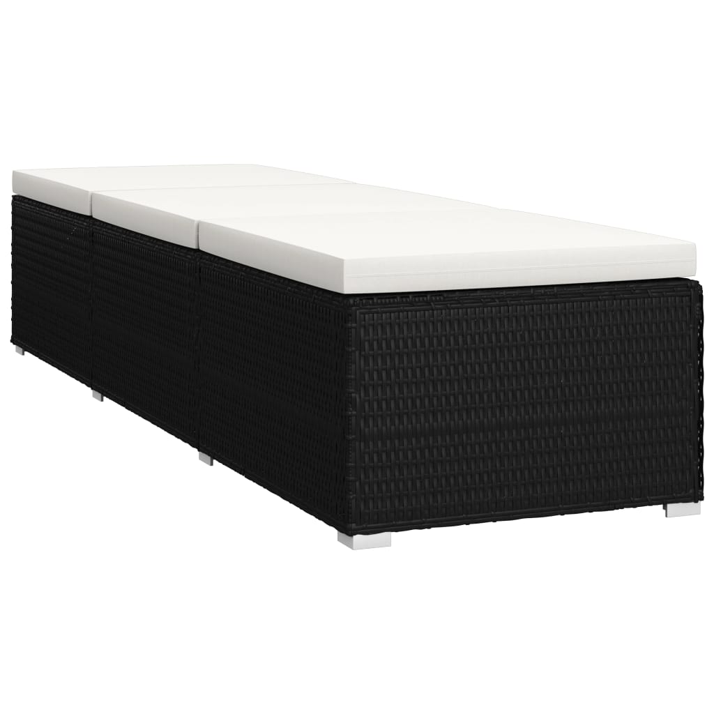 3-delige Ligbeddenset met theetafel poly rattan zwart is nu te koop bij PeponiXL, paradijselijk wonen!