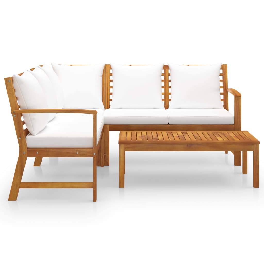 4-delige Loungeset met kussens massief acaciahout crème is nu te koop bij PeponiXL, paradijselijk wonen!