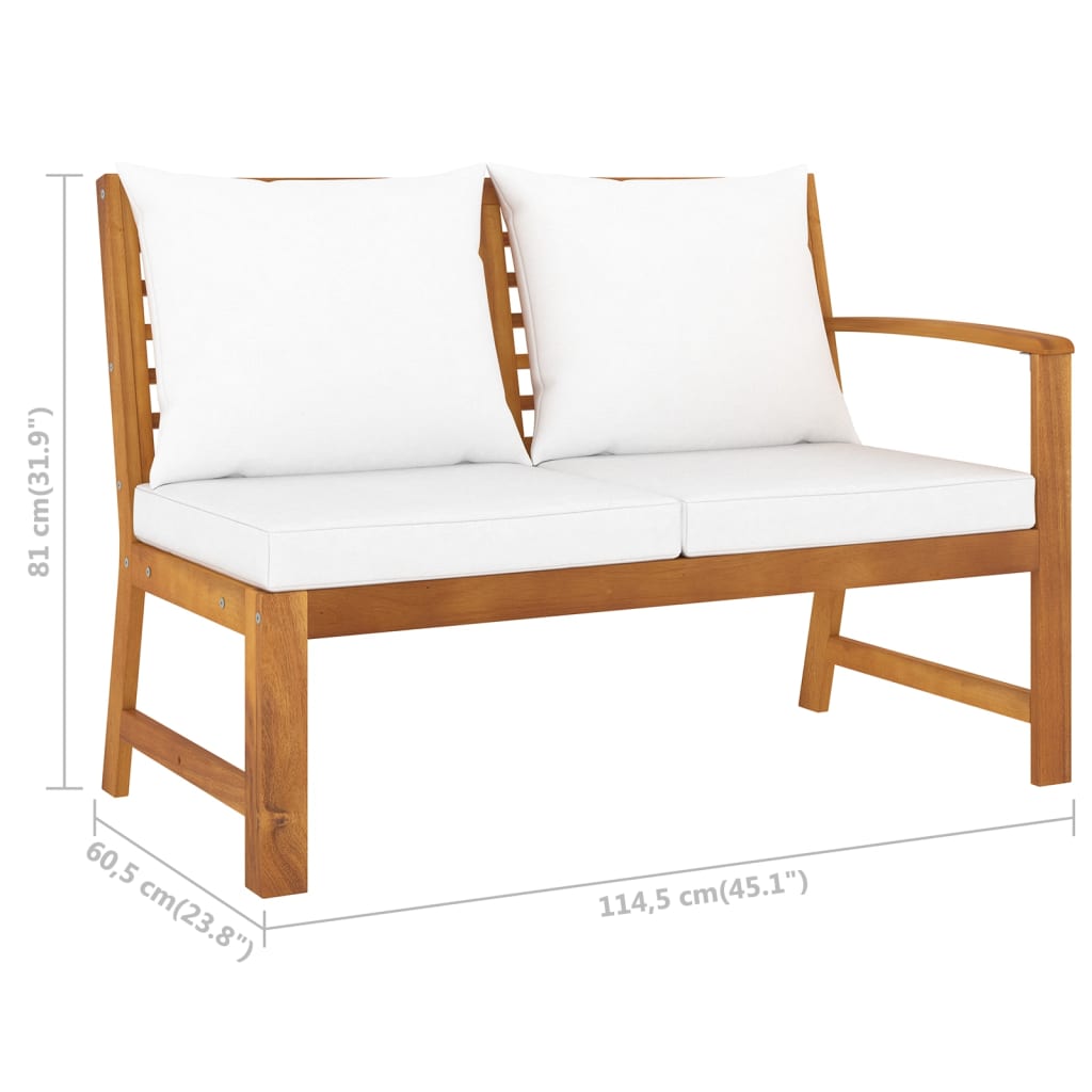 4-delige Loungeset met kussens massief acaciahout crème is nu te koop bij PeponiXL, paradijselijk wonen!