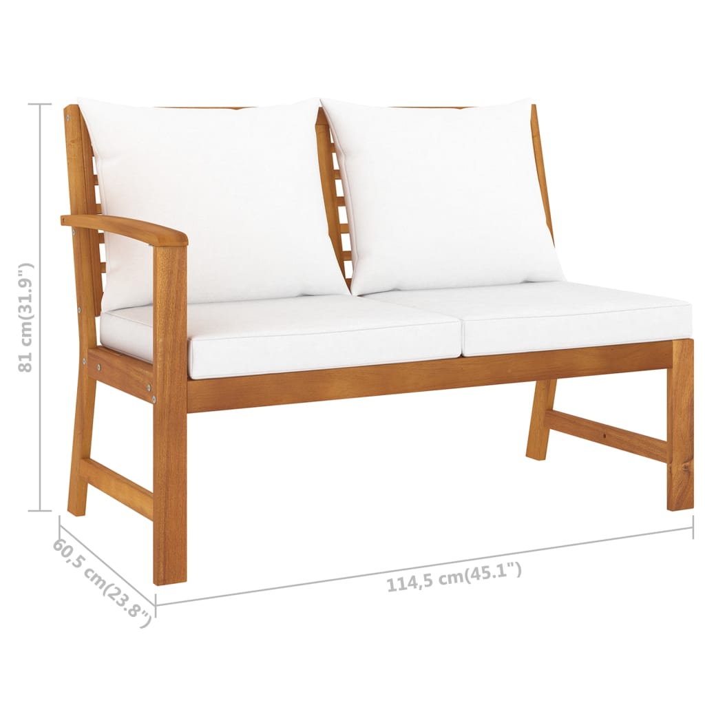 4-delige Loungeset met kussens massief acaciahout crème is nu te koop bij PeponiXL, paradijselijk wonen!