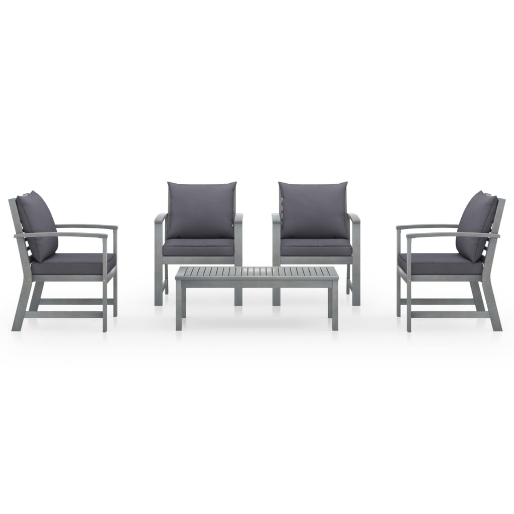 5-delige Loungeset met kussens massief acaciahout grijs is nu te koop bij PeponiXL, paradijselijk wonen!