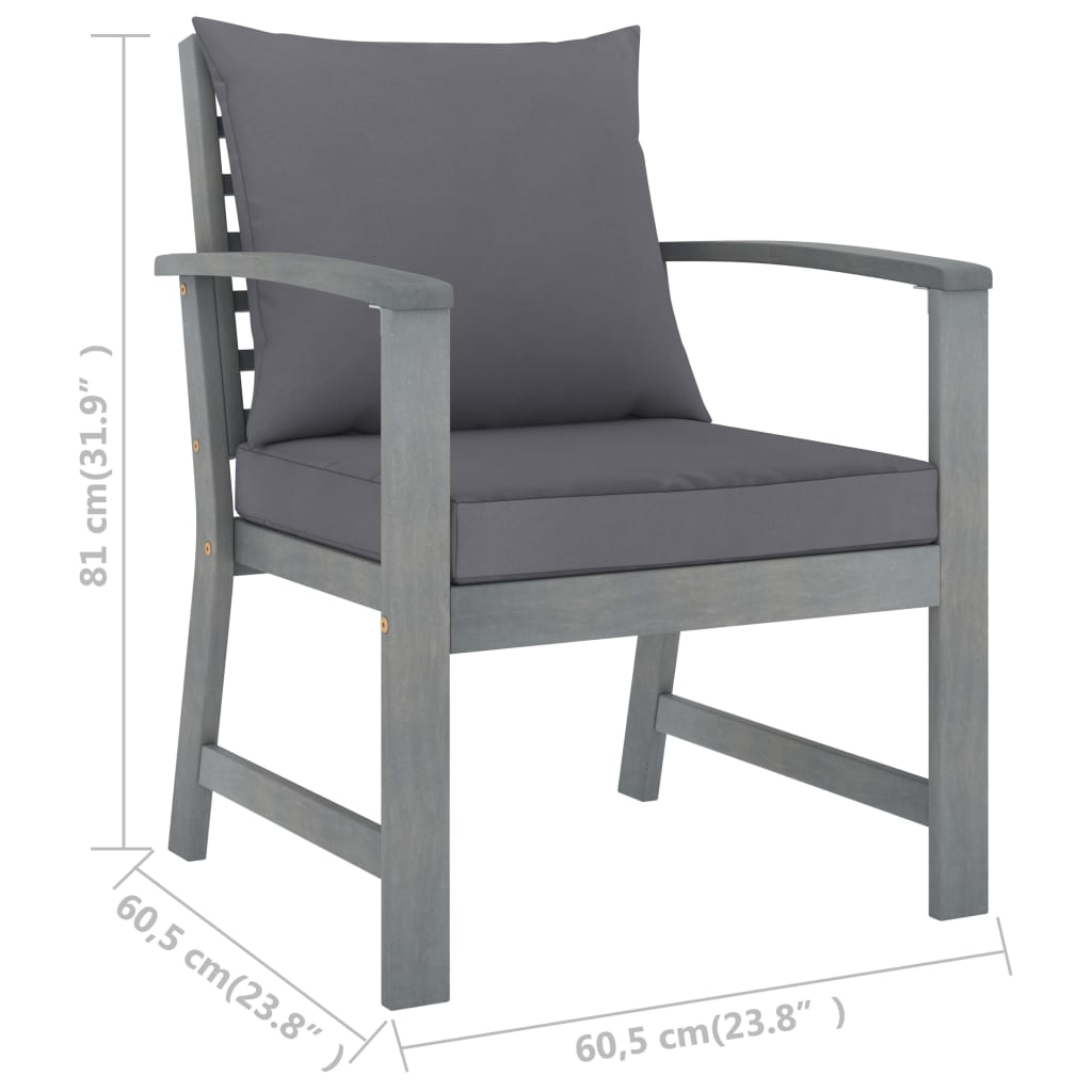 5-delige Loungeset met kussens massief acaciahout grijs is nu te koop bij PeponiXL, paradijselijk wonen!