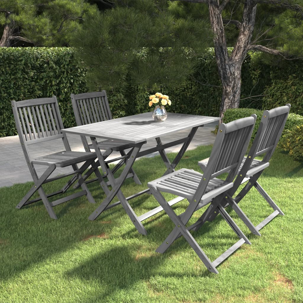 5-delige Tuinset massief acaciahout grijs is nu te koop bij PeponiXL, paradijselijk wonen!