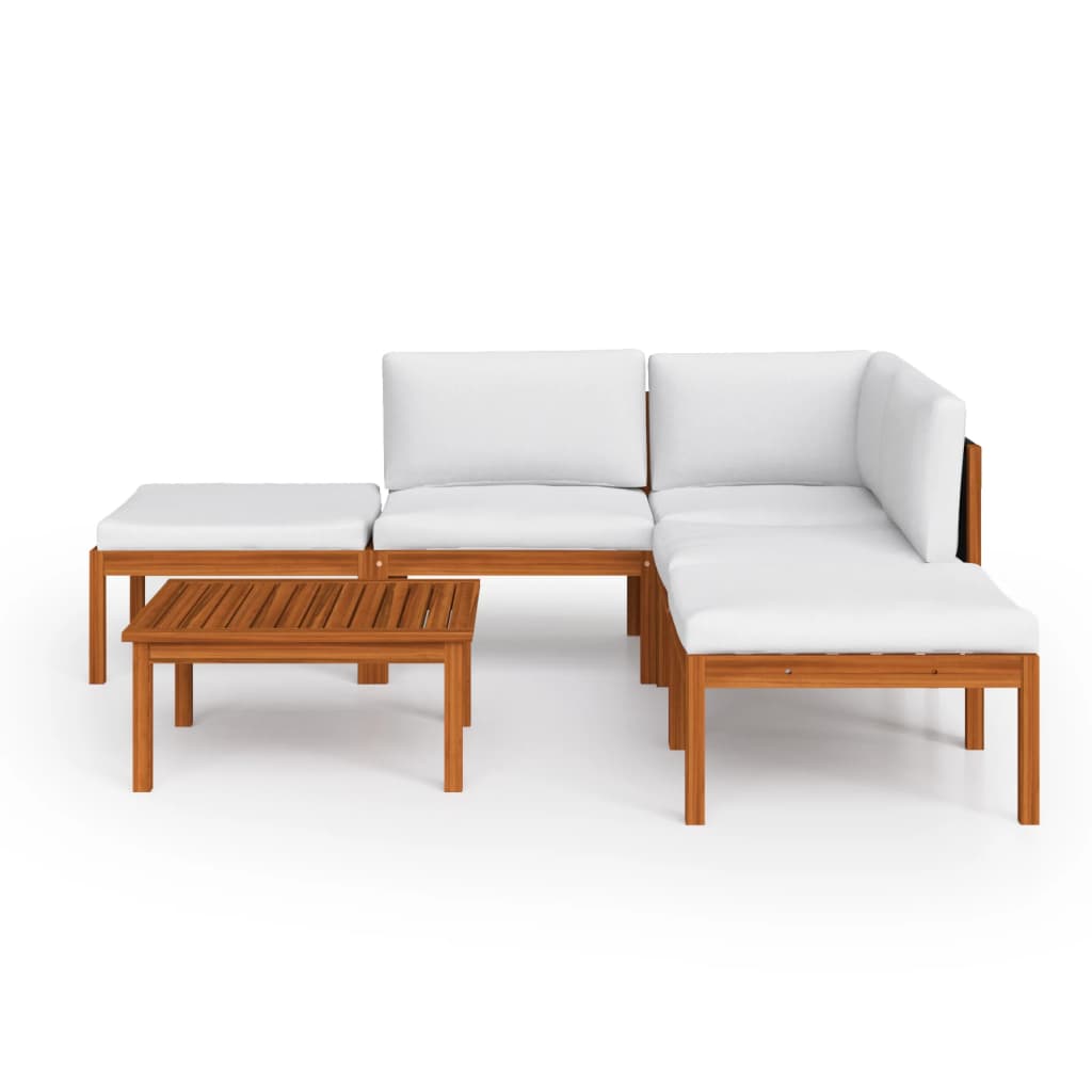 6-delige tuinloungeset met kussens crèmekleurig acaciahout en touw is nu te koop bij PeponiXL, paradijselijk wonen!