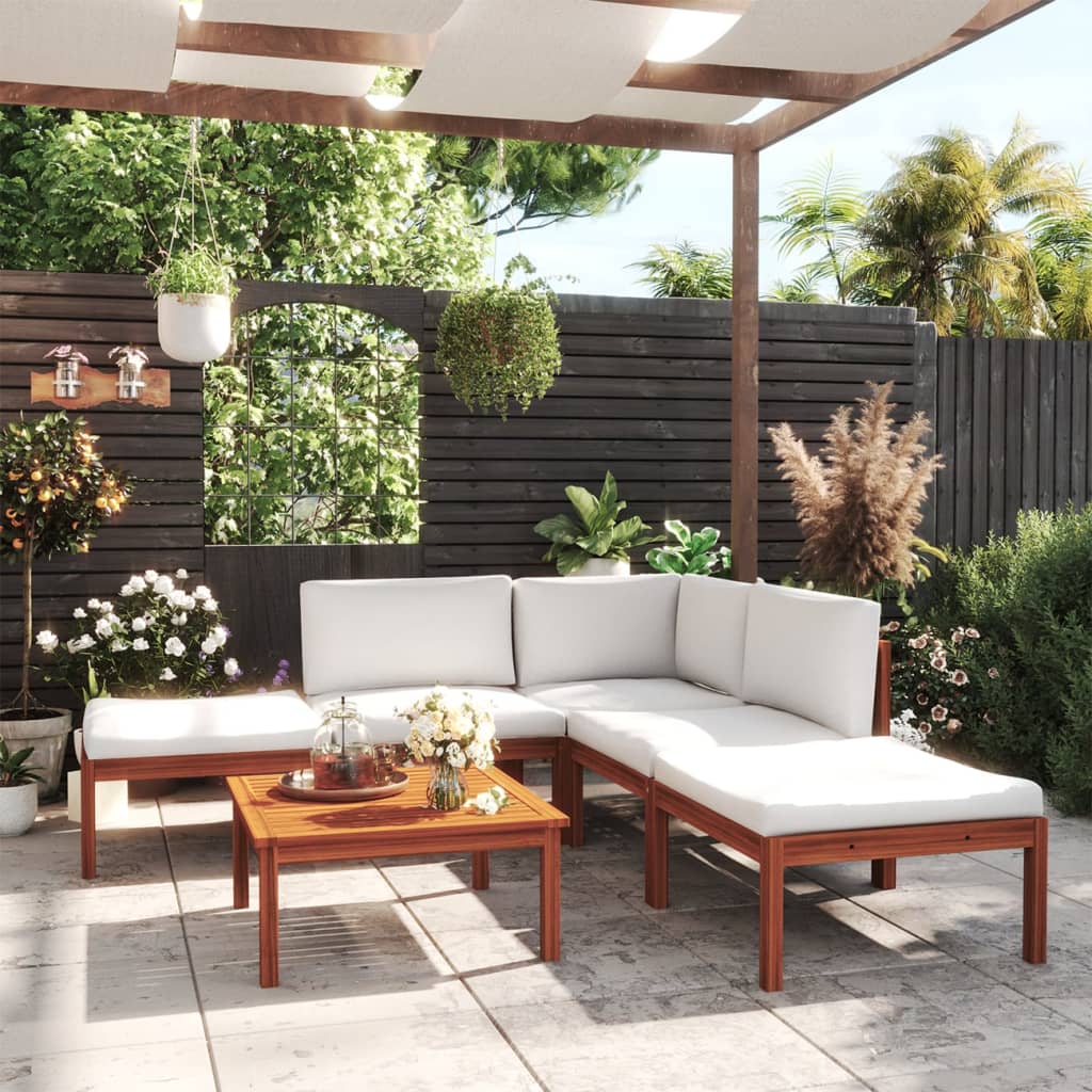 6-delige tuinloungeset met kussens crèmekleurig acaciahout en touw is nu te koop bij PeponiXL, paradijselijk wonen!