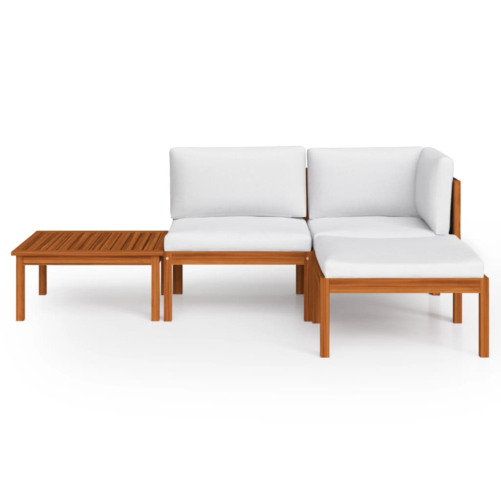 4-delige tuinloungeset met kussens crèmekleurig acaciahout en touw is nu te koop bij PeponiXL, paradijselijk wonen!