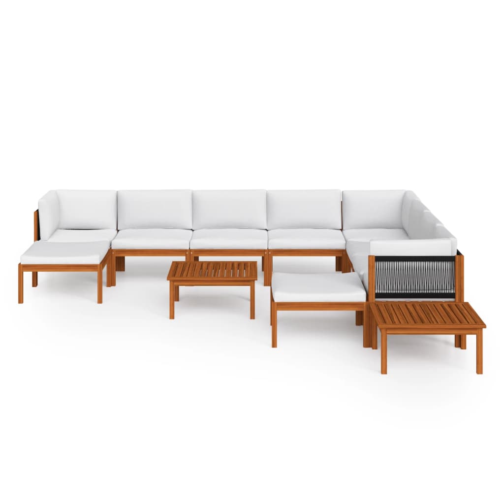 12-delige tuinloungeset met kussens crèmekleurig acaciahout en touw is nu te koop bij PeponiXL, paradijselijk wonen!
