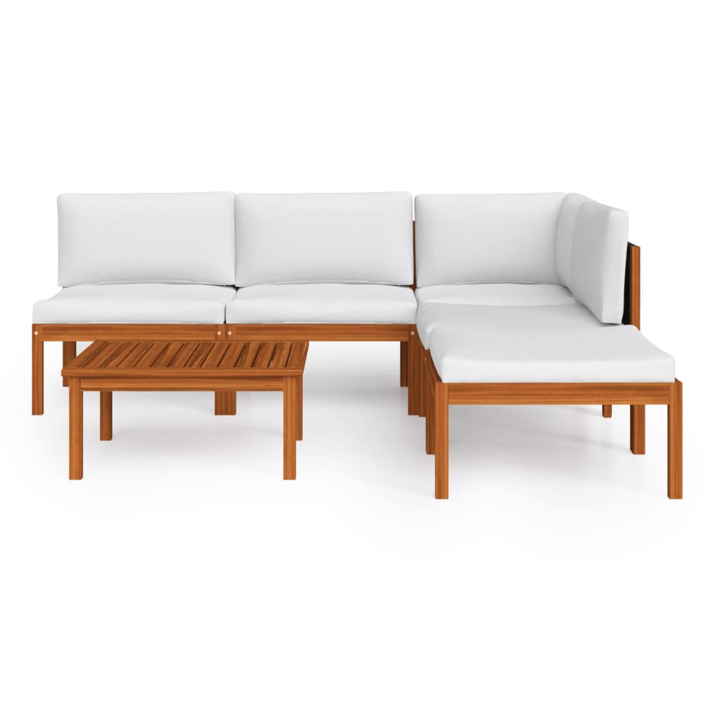 6-delige tuinloungeset met kussens crèmekleurig acaciahout en touw is nu te koop bij PeponiXL, paradijselijk wonen!