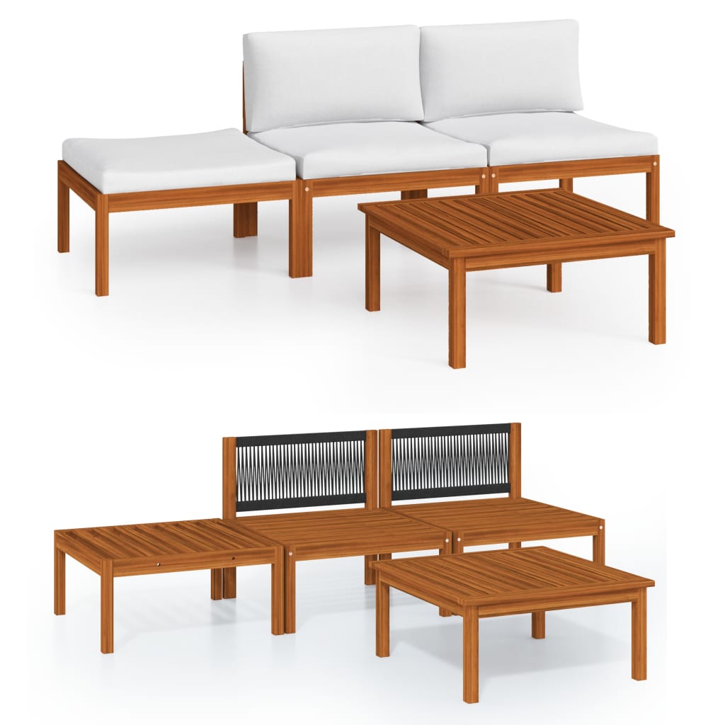 4-delige tuinloungeset met kussens crème 63x63 cm is nu te koop bij PeponiXL, paradijselijk wonen!