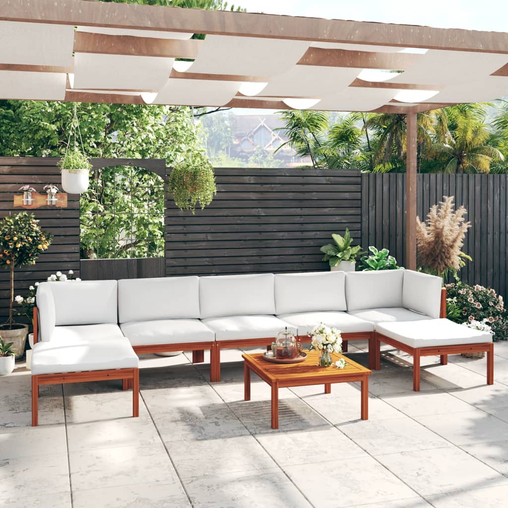 8-delige tuinloungeset met kussens crème 63x63 cm is nu te koop bij PeponiXL, paradijselijk wonen!