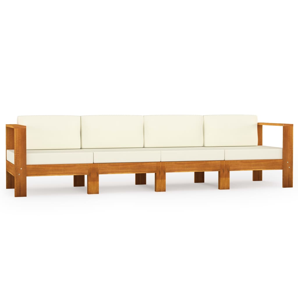 Tuinbank 4-zits met crèmewitte kussens massief acaciahout is nu te koop bij PeponiXL, paradijselijk wonen!