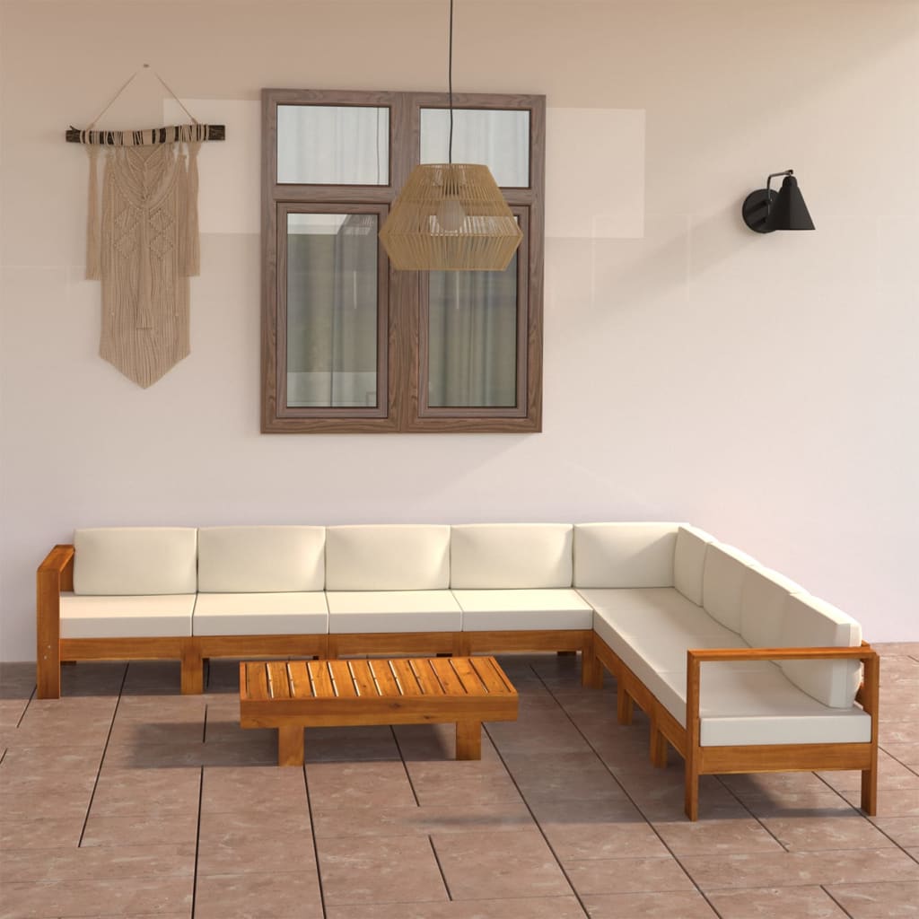 9-delige tuinloungeset met kussens 100x60 cm acaciahout is nu te koop bij PeponiXL, paradijselijk wonen!