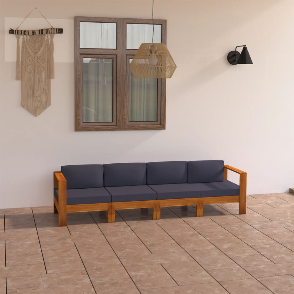 Tuinbank 4-zits met donkergrijze kussens acaciahout is nu te koop bij PeponiXL, paradijselijk wonen!