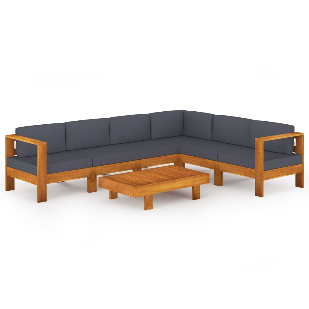 7-delige Loungeset met donkergrijze kussens acaciahout is nu te koop bij PeponiXL, paradijselijk wonen!