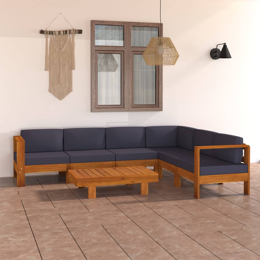 7-delige Loungeset met donkergrijze kussens acaciahout is nu te koop bij PeponiXL, paradijselijk wonen!