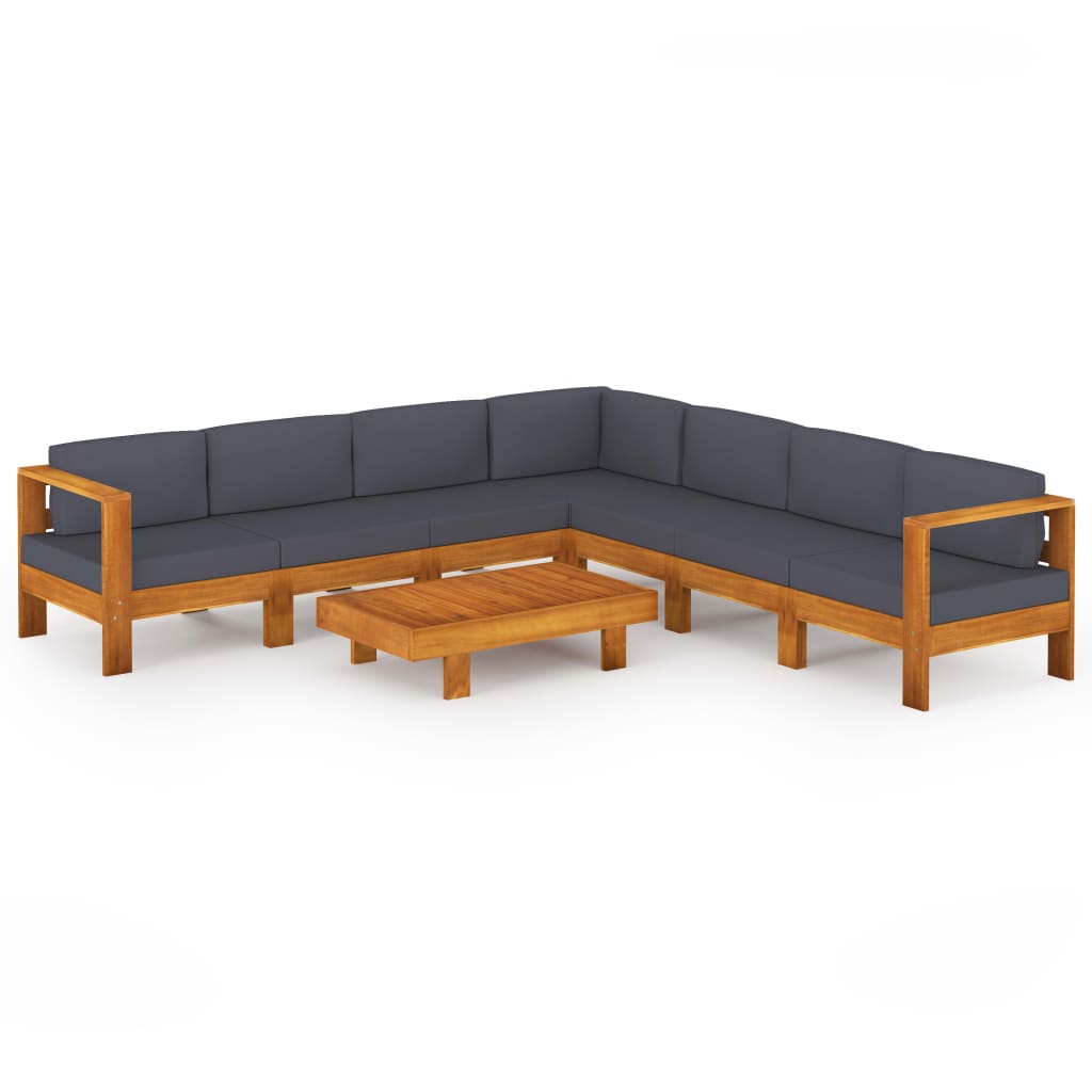 8-delige Loungeset met donkergrijze kussens acaciahout is nu te koop bij PeponiXL, paradijselijk wonen!