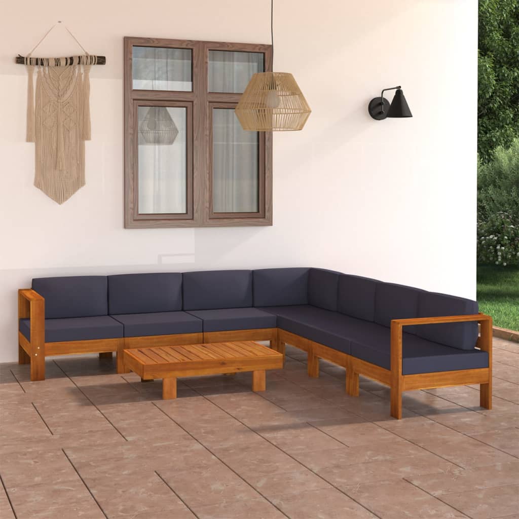 8-delige Loungeset met donkergrijze kussens acaciahout is nu te koop bij PeponiXL, paradijselijk wonen!