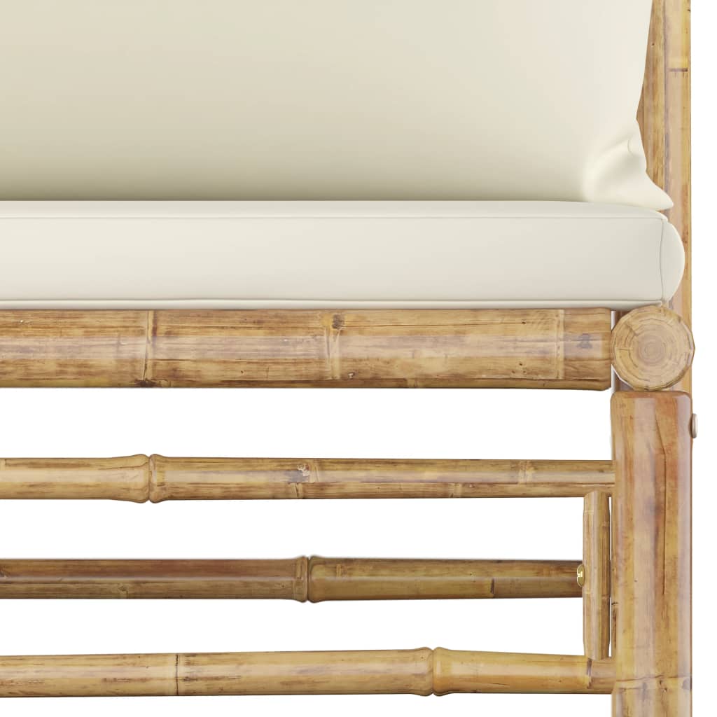 4-delige Loungeset met crèmewitte kussens bamboe is nu te koop bij PeponiXL, paradijselijk wonen!