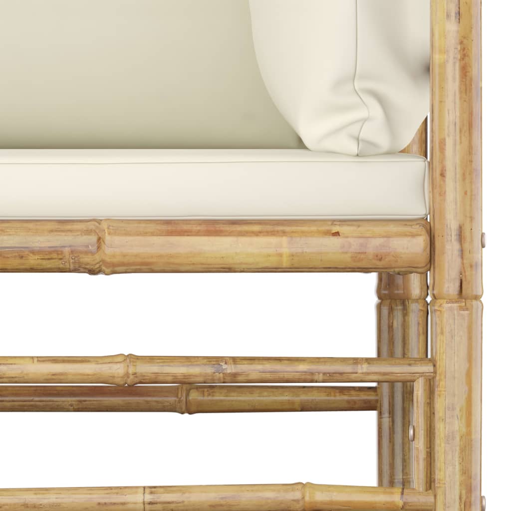 5-delige Loungeset met crèmewitte kussens bamboe is nu te koop bij PeponiXL, paradijselijk wonen!