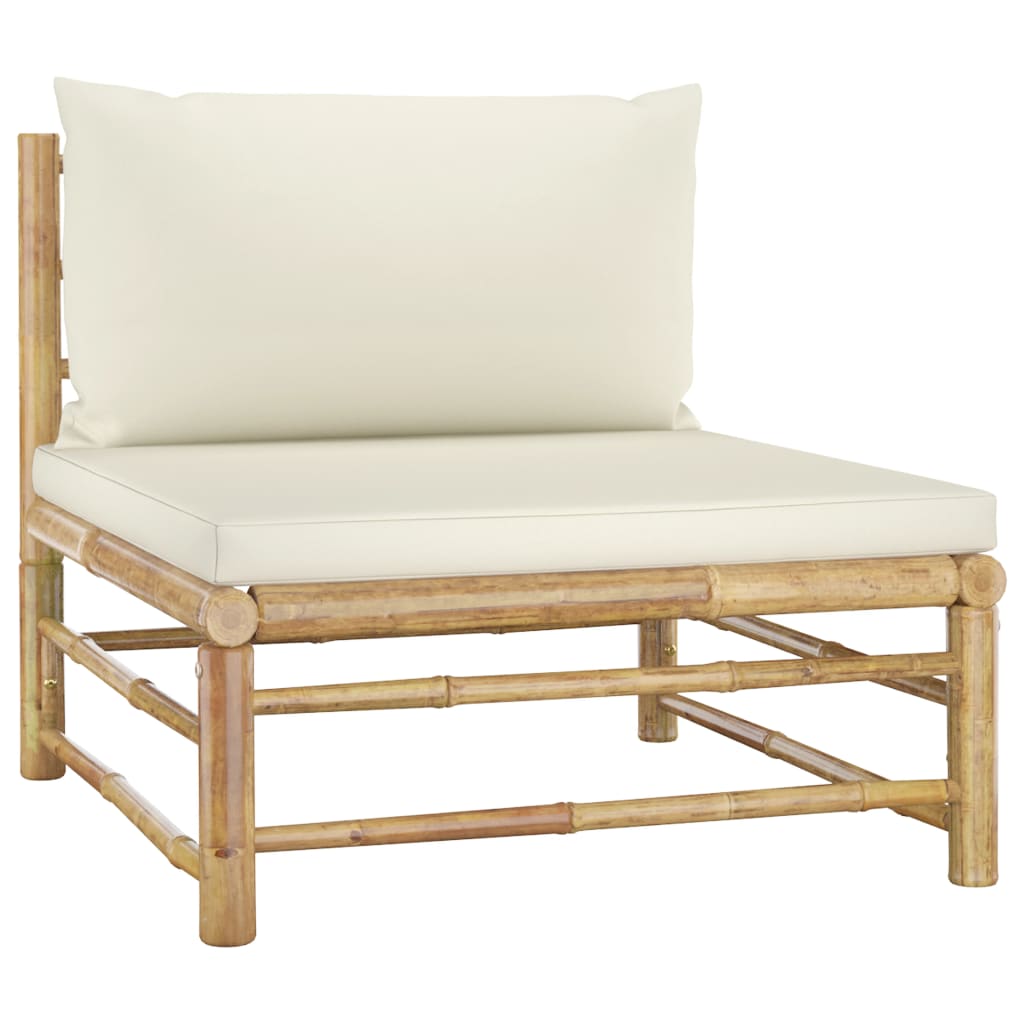 5-delige Loungeset met crèmewitte kussens bamboe is nu te koop bij PeponiXL, paradijselijk wonen!