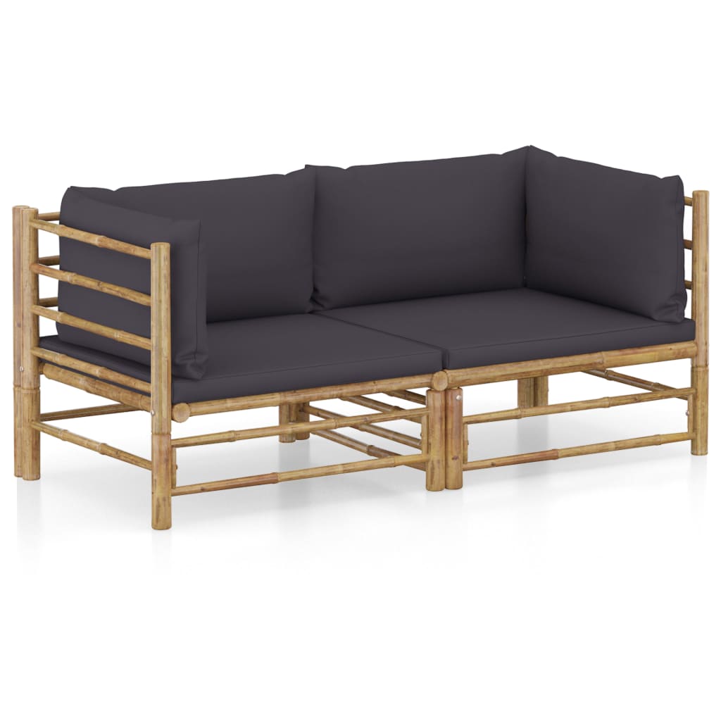 2-delige Loungeset met kussens bamboe donkergrijs is nu te koop bij PeponiXL, paradijselijk wonen!