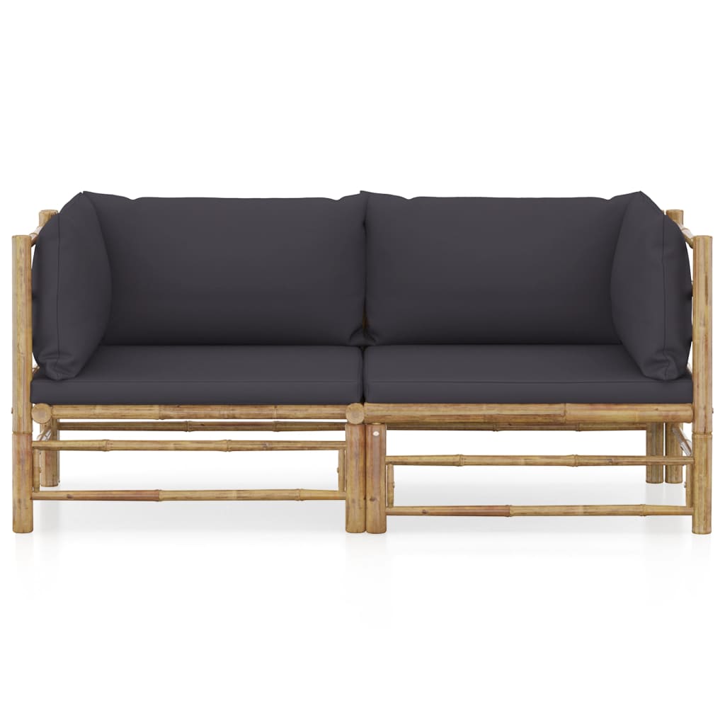 2-delige Loungeset met kussens bamboe donkergrijs is nu te koop bij PeponiXL, paradijselijk wonen!