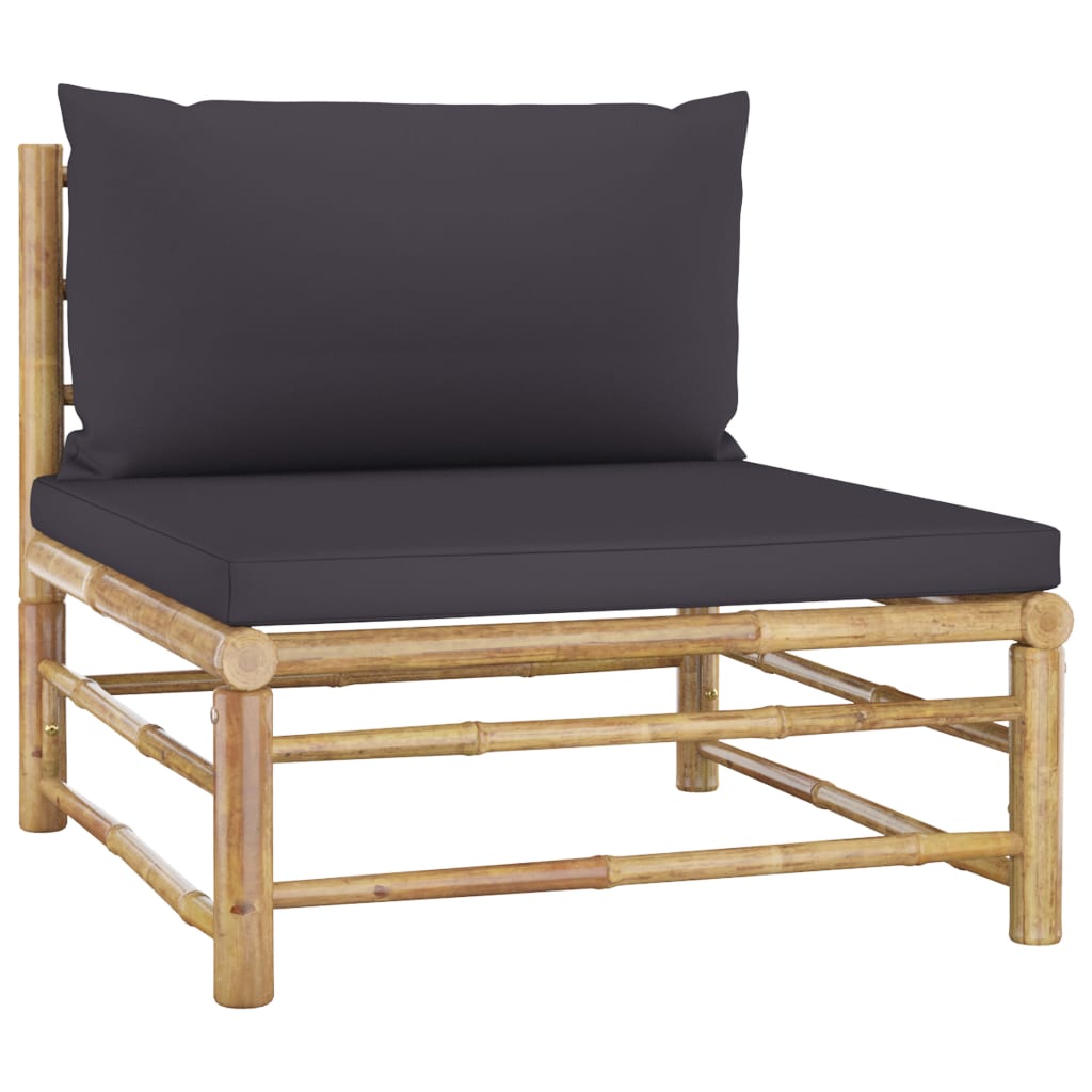 6-delige Loungeset met donkergrijze kussens bamboe is nu te koop bij PeponiXL, paradijselijk wonen!