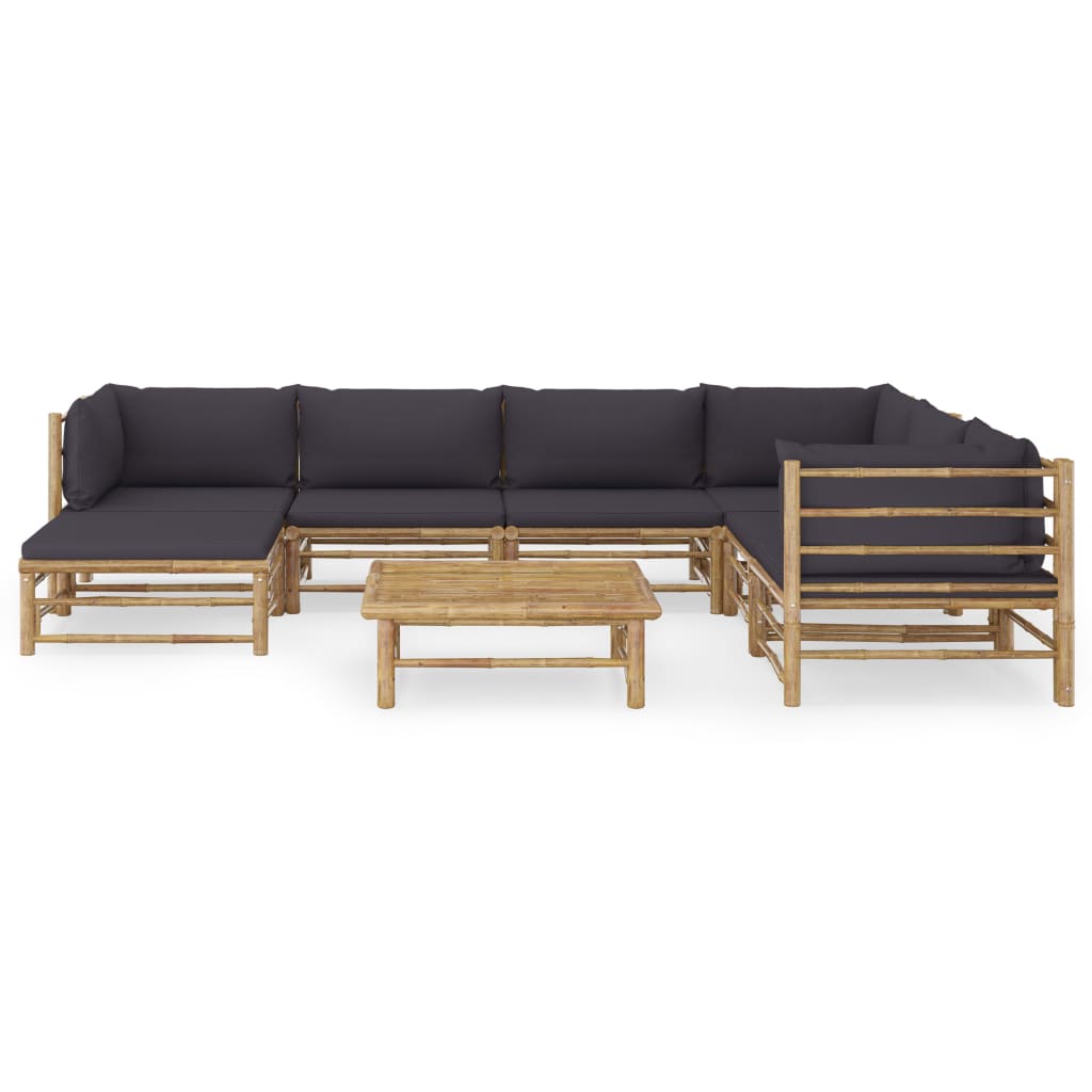 8-delige Loungeset met donkergrijze kussens bamboe is nu te koop bij PeponiXL, paradijselijk wonen!