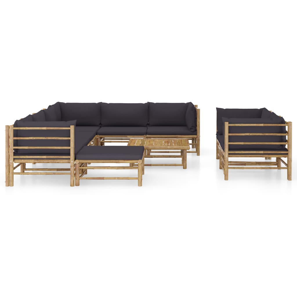 10-delige Loungeset met donkergrijze kussens bamboe is nu te koop bij PeponiXL, paradijselijk wonen!