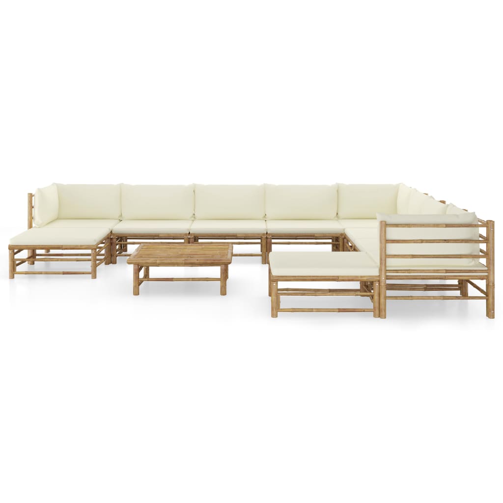 11-delige Loungeset met crèmewitte kussens bamboe is nu te koop bij PeponiXL, paradijselijk wonen!