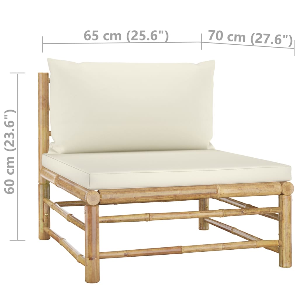 7-delige Loungeset met crèmewitte kussens bamboe is nu te koop bij PeponiXL, paradijselijk wonen!