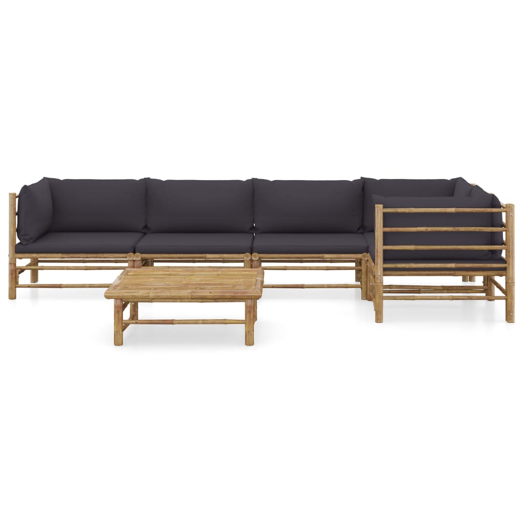 6-delige Loungeset met donkergrijze kussens bamboe is nu te koop bij PeponiXL, paradijselijk wonen!