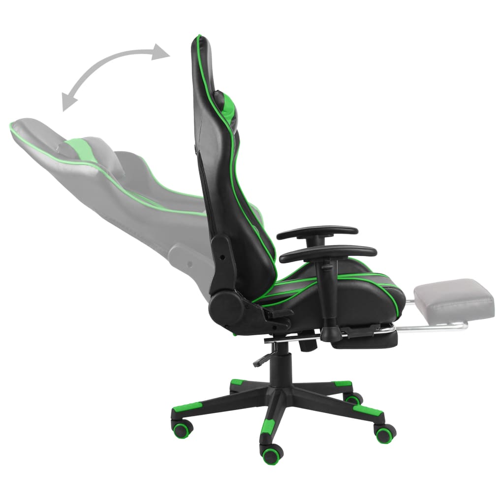 Gamestoel draaibaar met voetensteun PVC groen is nu te koop bij PeponiXL, paradijselijk wonen!