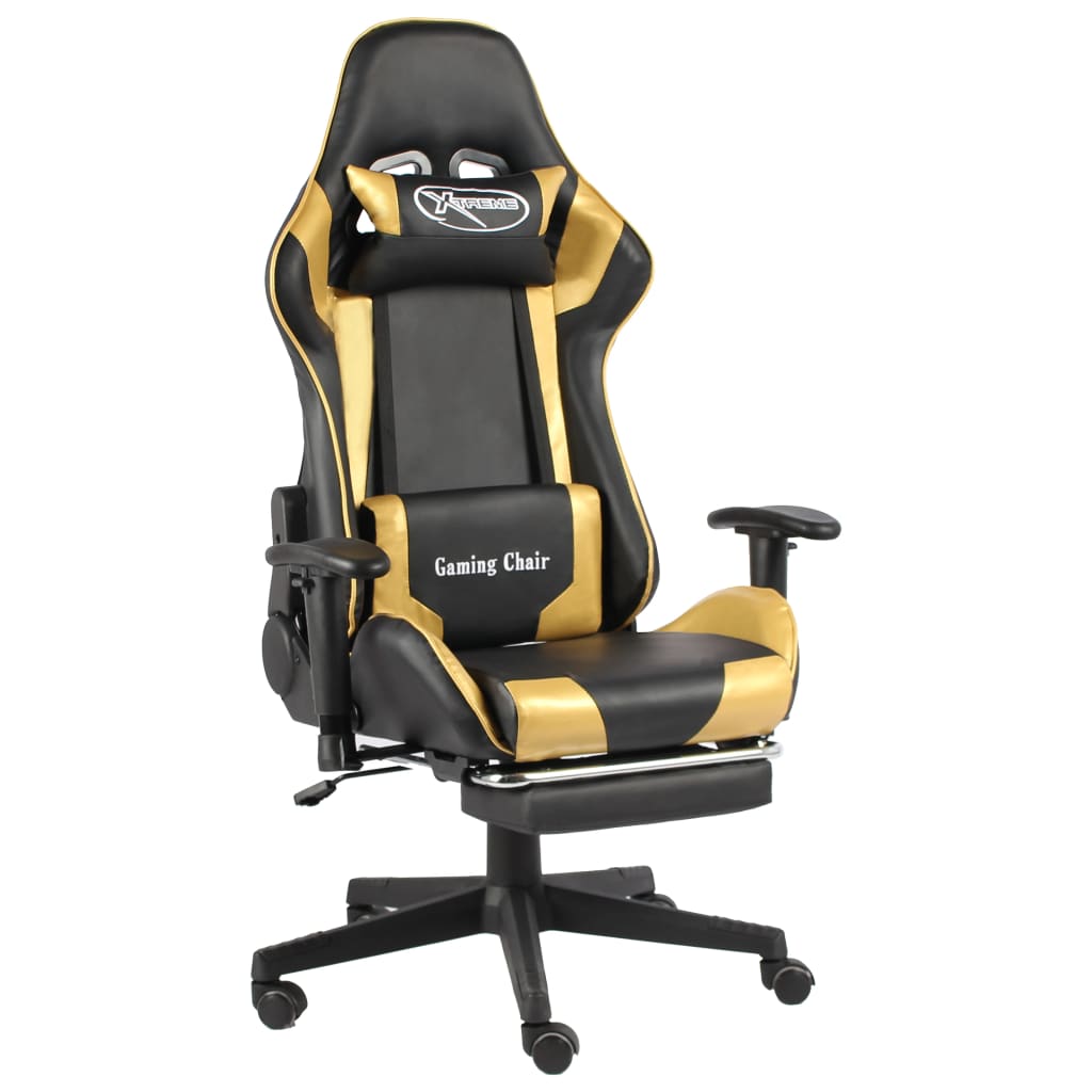 Gamestoel draaibaar met voetensteun PVC goudkleurig is nu te koop bij PeponiXL, paradijselijk wonen!