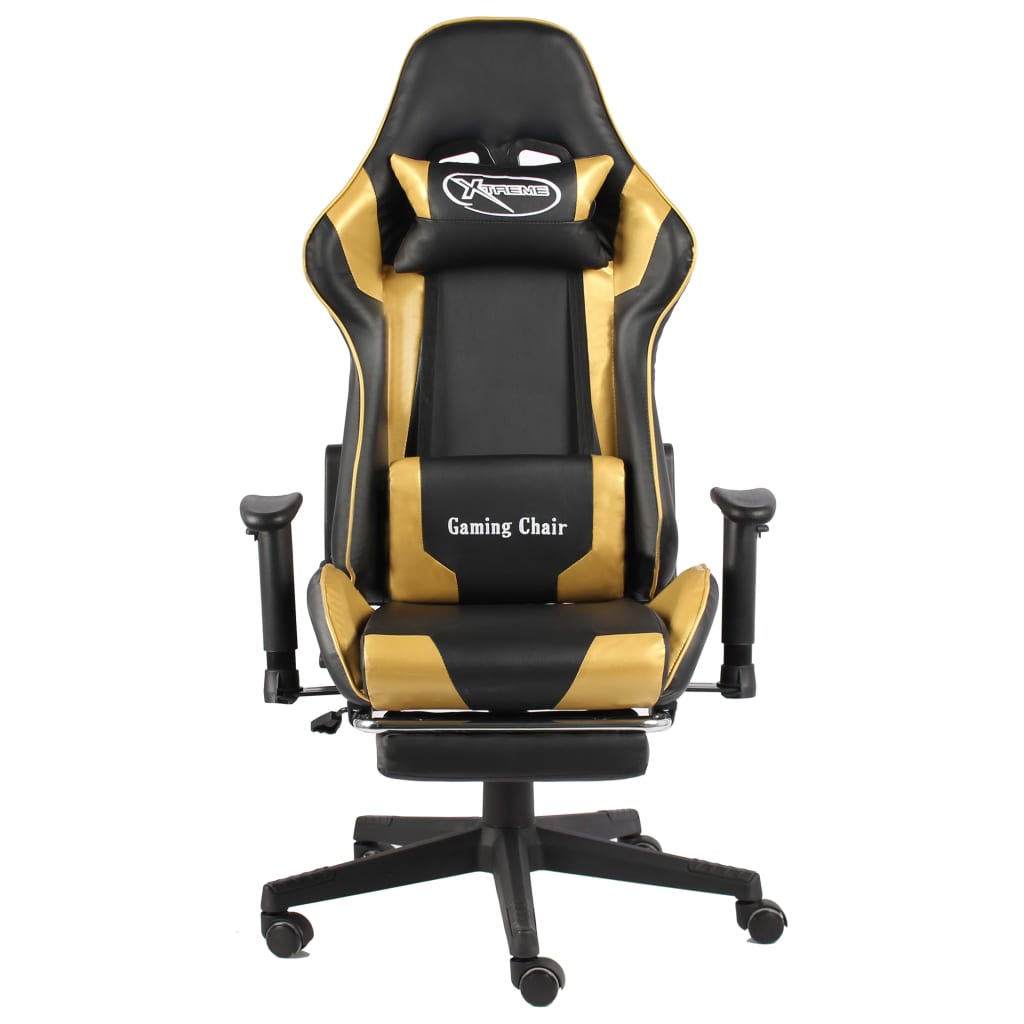 Gamestoel draaibaar met voetensteun PVC goudkleurig is nu te koop bij PeponiXL, paradijselijk wonen!