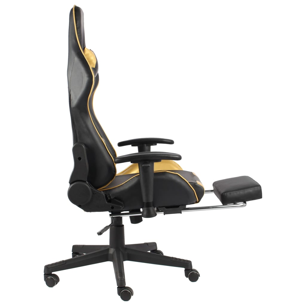 Gamestoel draaibaar met voetensteun PVC goudkleurig is nu te koop bij PeponiXL, paradijselijk wonen!