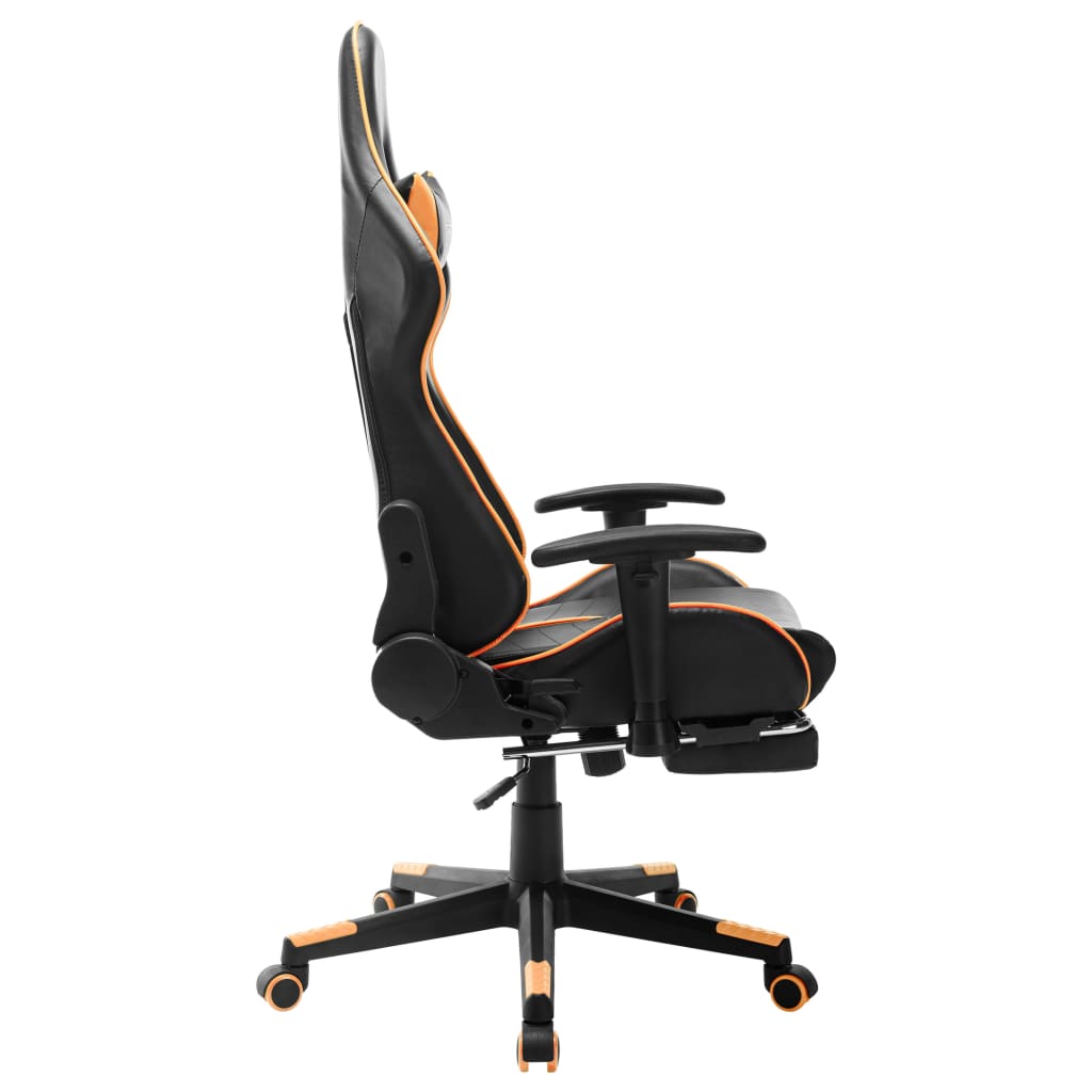 Gamestoel met voetensteun kunstleer zwart en oranje is nu te koop bij PeponiXL, paradijselijk wonen!