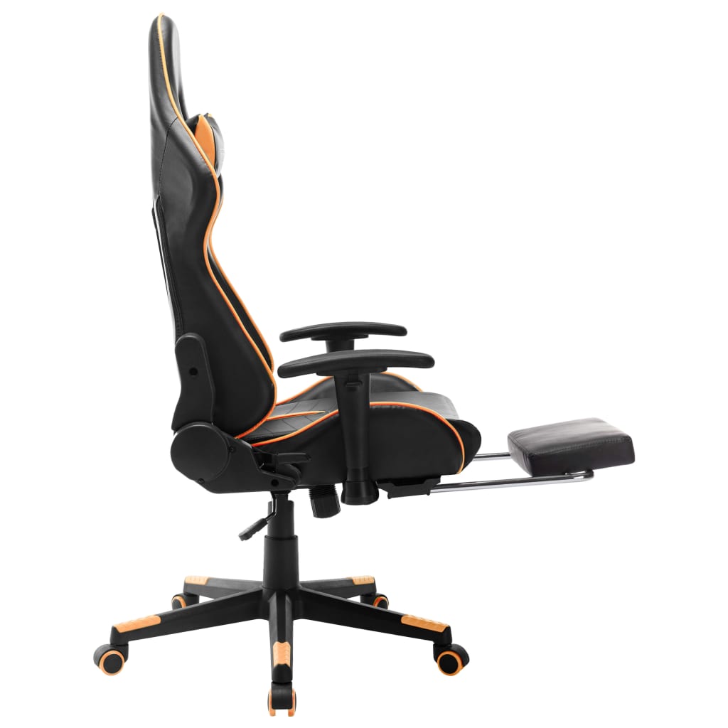 Gamestoel met voetensteun kunstleer zwart en oranje is nu te koop bij PeponiXL, paradijselijk wonen!