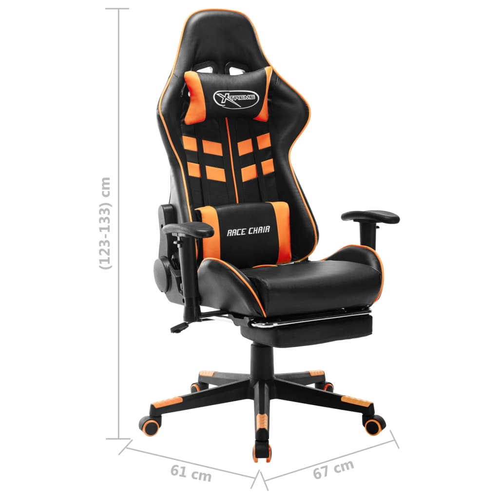 Gamestoel met voetensteun kunstleer zwart en oranje is nu te koop bij PeponiXL, paradijselijk wonen!