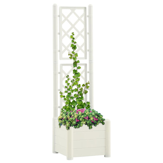 Plantenbak met latwerk 43x43x142 cm PP wit is nu te koop bij PeponiXL, paradijselijk wonen!